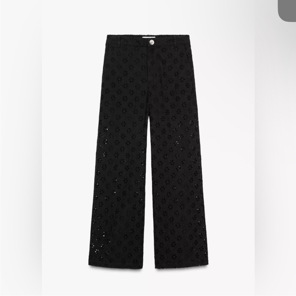 NWT Zara XL Black Eyelet Pants